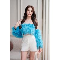 ราคา เสื้อปาดไหล่ขนมิ้ง ขนเฟอร์ แขนถอดแยกได้ สวยหรูอลังมาก ได้3ชิ้นคุ้มมาก (17141729949)