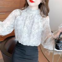 ราคา พร้อมส่ง รุ่น ลายดอกคอเต่า เสื้อแขนยาว ผ้าชีฟองพรีเมี่ยม (20963460260)