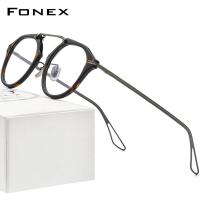 ราคา FONEX Acetate Titanium กรอบแว่นตาผู้ชาย2022 Vintage Oversize Square แว่นตาผู้หญิงแว่นตาแว่นตา DTX119 (16148615379)