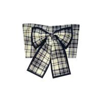 ราคา ราคาถูกที่สุด เสื้อเกาะอกลายสก็อตสีดำเบจ สไตล์โบว์ใหญ่น่ารักมาก (20512435044)