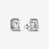 ราคา 925 Sterling Silver Rectangular Sparkling Halo Stud Earrings Square Gemstone Geometry Earrings Jewelry For Women (20976181351)