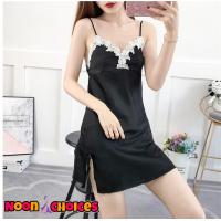 ราคา ส่งเร็วพิเศษ Noon Choices ชุดนอนผู้หญิง ชุดนอนซาติน แบบสายเดียวแต่งขอบลูกไม้แวกข้าง NC 181 (21203199605)