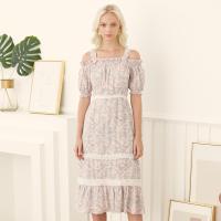 ราคา Nitar Helen Dress Pink เดรสปาดไหล่สม็อค แขนจั๊ม สีชมพู (2136632338)
