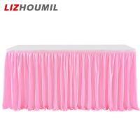ราคา LIZHOUMIL ชุดผ้าปูโต๊ะจับจีบแบบป้องกันริ้วรอยกระโปรงโต๊ะสำหรับงานแต่งงานงานแต่งงานงานแต่งงานโต๊ะทานอาหารของขวัญสำหรับอาบน้ำเด็ก (20489952132)
