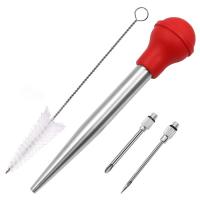 ราคา ชุด Baster สแตนเลสไก่งวงพร้อมเข็มฉีดเนื้อแปรงทำความสะอาดสำหรับทำอาหารบาร์บีคิวเนื้อสัตว์ปีก (13706086889)