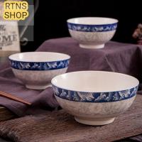 ราคา rtns shop ชามเซรามิคขอบเรียบลายคราม ชุด 3 ใบ ถ้วยเซรามิค (13160133182)