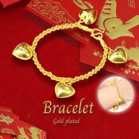ราคา สร้อยข้อมือหุ้มทอง ไม่ลอกไม่ดำ ห่วงคู่ห้อยหัวใจ หนัก 2บาท ยาว7นิ้ว ทองเคลือบแก้ว สร้อยข้อมือทองปลอม เหมือนจริงที่สุด สร้อยข้อมือ (16065569138)