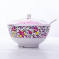 ราคา ชามเมลามีน 7 นิ้ว มีฝา ช้อน ชามเด็ก ชามลายการ์ตูน คิตตี้ โดเรมอน Kitty (10248518179)