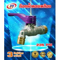 ราคา ก๊อกน้ำทองเหลือง PP พีพี ขนาด 1 2นิ้ว 4หุน ด้ามม่วง (459819582)