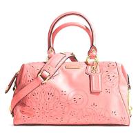 ราคา กระเป๋าถือ COACH แท้ รุ่นหรูจาก Shop หนังแท้ หนังนิ่มฉลุลาย มีสายยาว ทรงสวย COACH 22488 ASHLEY TOSSED LASER CUT LEATHER SATCHEL Salmon (232075)