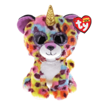 ราคา ตุ๊กตา TY Beanie Boos GISELLE rainbow leopard w horn size regular NEW (2143354212)