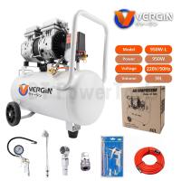 ราคา VERGIN ปั๊มลมพร้อมอุปกรณ์ ปั๊มลมไม่ใช้น้ำมัน เสียงเงียบ รุ่น Oil Free ขนาด 30 ลิตร ปั๊มลมชนิดขับตรงบำรุงรักษาง่าย (16329258556)