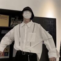 ราคา Suikone เสื้อแขนยาวผู้ชายเสื้อสีขาวทรงหลวมเสื้อเชิ้ตลำลองแขนพอง (17973575632)
