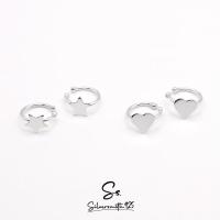 ราคา ต่างหูแบบหนีบ ต่างหูแบบเกี่ยวเงินแท้ 92 5 ไม่ต้องเจาะหู Ear cuff ลายดาวและหัวใจ (17483721860)