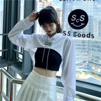 ราคา ผู้หญิงเสื้อเอวลอยบางแขนยาวเสื้อยืดมีฮู้ดเสื้อ (5425894457)