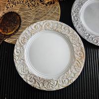 ราคา ชุดถาดชาร์จพลาสติกลายนูนโบราณ6ชิ้นถาดชาร์จตกแต่งลายดอกไม้ดอกไม้ขนาด13นิ้ว (16630541587)