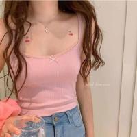 ราคา เสื้อครอปสายเดี่ยวแต่งขอบ ครอปสายเดี่ยวโบว์ สายเดี่ยวโบว์หน้าอก เสื้อครอปโบว์หน้า เสื้อสายเดี่ยวลำลอง (16858798908)