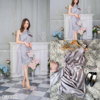 ราคา BS3069 เดรสออกงาน ไหล่เบี่ยง แต่งโบว์ไหล่ ช่วงกระโปรงจับจีบทิ้งชายหรูๆ เดรสออกเดท (16164719231)