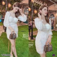 ราคา TW20041 มินิเดรส คอกลม แขนยาว อกเว้า (20742361435)