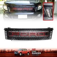 ราคา กระจังหน้า หน้ากระจัง มีไฟ LED สำหรับ ฟอร์ด เรนเจอร์ Ford ranger T6 2012 2014 สีดำ จำนวน 1 ชุด (16387883807)