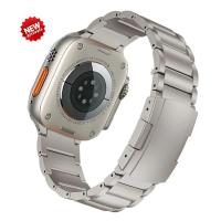 ราคา Titanium Alloy Luxury Strap For apple watch Ultra 2 49mm band Quick folding buckle bracelet belt iWatch Series 9 8 7 6 5 4 3 se 2 41mm 45mm 40MM 44MM 38mm 42mm strap Link Bracelet (20975767128)