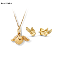 ราคา ชุดสร้อยคอและต่างหูลูกสนิชสีทองแพนดอร่า ชายน์ New Year Pandoraˉ Shine Golden Snitch Necklace Earring Set ZT2193 Christmas Gift (11738701561)