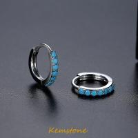 ราคา Kemstone ชุบทองชุบเงินเทอร์คอยส์ตุ้มหูห้อยแบบเล็กง่ายสำหรับของขวัญเครื่องประดับสตรี (19206199971)