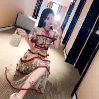 ราคา พร้อมส่ง S 4XL dress เดรส เดรสยาว เดรสสีแดง เดรสสาวอวบ ชุดสาวอวบ ใส่ออกงาน ใส่ไปทะเล ใส่ไปงานแต่ง เดรสงานปักแต่งลูกไม้ทั้งชุด แขนตุ๊กตา (19411659311)