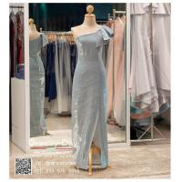 ราคา ชุดราตรีออกงาน ชุดราตรีสวยหรู PK013 GRY ชุดราตรียาวไหล่เฉียง ชุดไปงานแต่งกลางคืน ใส่แล้วไม่อ้วน ฟ้า dressy day (9222057983)