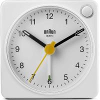 ราคา Braun Desk Clock Classic Travel Analogue Clock with Snooze and Light Compact Size Quiet Quartz Movement Crescendo Beep Alarm in White Model BC02XW One Option Select (19880055355)