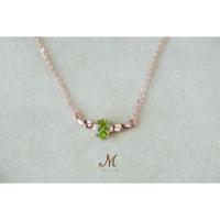 ราคา Meena Gems สร้อยคอพลอยแท้ พอริดอท ตัวเรือนเงินแท้925 ชุบพิงค์โกวล พลอยแท้เสริมดวง พลอยประจำเดือน (20386080447)