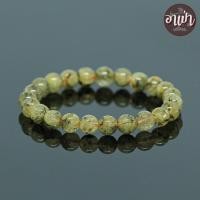 ราคา อาเป่า หินไหมทอง ติดแร่เฮมาไทต์ Gold Rutilated Quartz ขนาด 8 มิล คัดหิน หินมงคล เรียกเงิน เรียกทอง กำไลหินสี กำไลหินนำโชค หินสีทอง Hematite (7624609358)