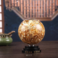ราคา ลูกแก้วทองคำเปลว 8cm ลูกแก้วเสริมฮวงจุ้ย ลูกแก้วเสริมดวง เพิ่มความมั่งคั่ง ลูกแก้วหมุนพร้อมฐาน ลูกแก้วทองคำ ลูกแก้ว (20149874166)