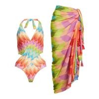 ราคา 2023 New Summer Bikini Rainbow One piece Swimsuit Womens Beach Suit Skirt Swimwear Cover Up Surf Wear Beachwear (19948467240)
