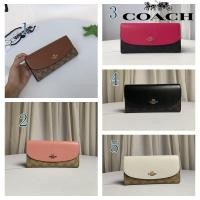 ราคา Coach กระเป๋าสตางค์ยาวแฟชั่นสำหรับผู้หญิงกระเป๋าเงินทรงซองจดหมายเปิดและปิดการ์ดหลายใบ Original 54022 (12986456413)