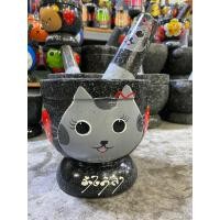 ราคา ครกหิน ครกหินแท้ ครกหินทรงลึกขนาด 6 5 นิ้วลายแมวสีเทา ครกพร้อมสาก ครกหินแกรนิต ครกและสาก ครกหินแท้ (9986226017)