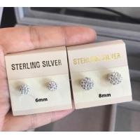 ราคา ต่างหูเงินแท้92 5 ต่างหูเม็ดบอล ประดับเพชร cz แบบก้านเสียบ size 6 8mm ก้านเสียบเงินแท้ (16379937048)