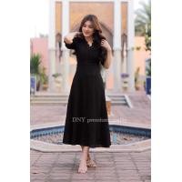 ราคา พร้อมส่ง M 4XL ป้าย DNY เดรสยาว เดรสฉลุคอวี แขนตุ๊กตา สีขาว ชมพู ดำ เจ้าหญิง (17949296524)