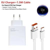 ราคา เครื่องชาร์จ Xiaomi 67W อแดปเตอร์ชาร์จแบตเตอรี่ความเร็วสูงเทอร์โบ EU พร้อมสายเคเบิลชนิด C 6A เหมาะสำหรับ Xiaomi Mi 13 12 11 Ultra Lite 12 T Pro C Type สาย Usb Note 12 Redmi Turbo (20785925869)