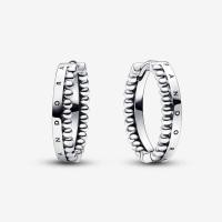 ราคา 925 Sterling Silver Signature Logo Beads Hoop Earrings Circle Earring Jewelry For Women (20976525330)