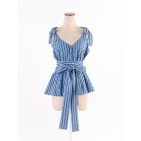 ราคา VERO MODA เสื้อสายผูกโบว์ พิมพ์ลายทาง Preloved (20614524117)