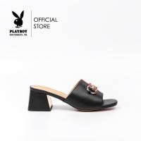 ราคา PLAYBOY รองเท้าผู้หญิงส้นเตี้ยแบบสวมเปิดส้น ลิขสิทธิ์แท้รุ่น ST H232C1136 ดีไซน์แต่งแถบ มี 2 สี สีดำและสีขาว (18676013093)