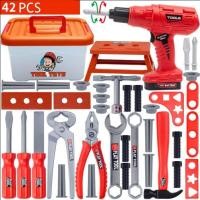 ราคา Kids Toolbox Engineer เครื่องมือซ่อมแซมจําลอง Pretend Toy Electric Drill ไขควง เครื่องมือ (21054154945)