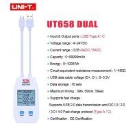 ราคา diymore มิเตอร์วัดกำลังและที่ทดสอบ USBมิเตอร์วัดแรงดันไฟฟ้าดิจิทัลและ UNI T ซีรีส์ UT658 USB A สำหรับแรงดันไฟฟ้ากระแสไฟฟ้าความจุพลังงานและความต้านทานของแท้ USB C (11539108628)