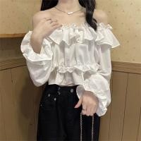 ราคา พร้อมส่ง เสื้อเปิดไหล่สีพื้น เสื้อแขนยาวปาดไหล่ เสื้อเชิ้ต เสื้อครอป เนื้อผ้าดียืดได้เยอะ เซ็กซี่ สไตล์เกาหลี (20807347182)