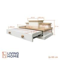 ราคา Livinghome FurnitureMall หิ้งพระ สีขาวธรรมชาติ ขนาด 60 80 ซม รุ่น สิริมงคล แบบแขวนผนัง ติดลอย (20862526332)