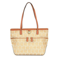 ราคา กระเป๋า Tote Michael Kors แท้ ผ้าลาย Logo สายหนังแท้ สีสวย เบา ช่องเยอะ Michael Kors 38F5GKPT2Q Kempton Medium Pocket Tote Tan (11863053155)