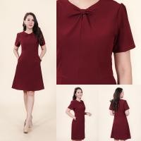 ราคา เดรสทำงาน ชุดทำงาน เดรสสีกรม เดรสทรงเอ (17533348198)