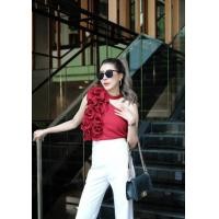 ราคา 08S เสื้อปาดไหล่ระบาย เสื้อไหล่เฉียงอัดพลีท (20051734103)