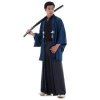 ราคา ชุดกิโมโนชาย ชุดกิโมโนโบราณ ชุดซามูไร ชุดแฟนซีญี่ปุุ่น ชุดฮากามะพร้อมเสื้อคลุมฮาโอริ สีน้ำเงิน ดำ Men Japanese Samurai Costume Samurai Suit (1476338099)